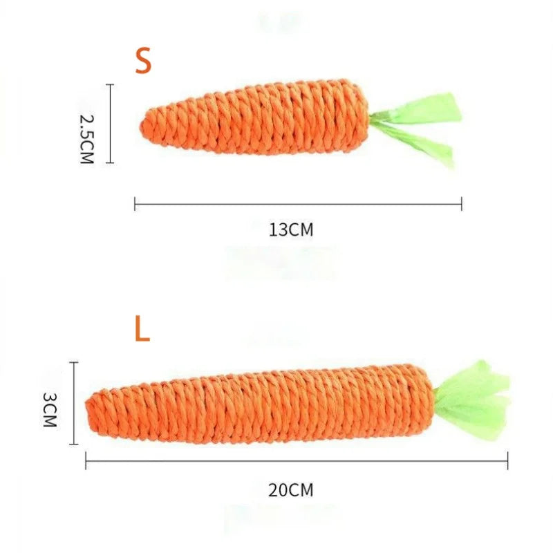 Adorable Carrot Shaped Chew Resistant Cat Toy with Bell Durable Teething Claw Grinding Chew Toy for Kittens and Cats