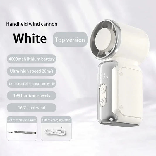 Portable Mini Handheld Turbo Fan 3600Mah LED Display Mini High Speed Handheld Fan, Outdoor Cooling,Desk Fan, Rechargeable Fan