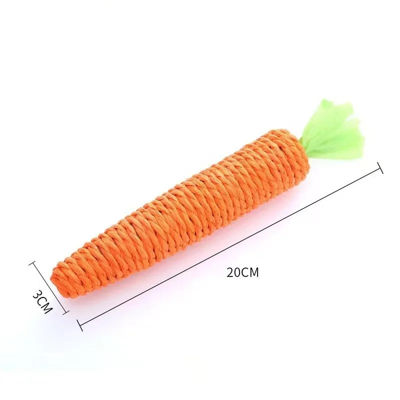 Adorable Carrot Shaped Chew Resistant Cat Toy with Bell Durable Teething Claw Grinding Chew Toy for Kittens and Cats