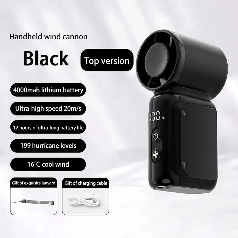 Portable Mini Handheld Turbo Fan 3600Mah LED Display Mini High Speed Handheld Fan, Outdoor Cooling,Desk Fan, Rechargeable Fan