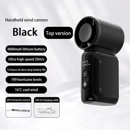 Portable Mini Handheld Turbo Fan 3600Mah LED Display Mini High Speed Handheld Fan, Outdoor Cooling,Desk Fan, Rechargeable Fan