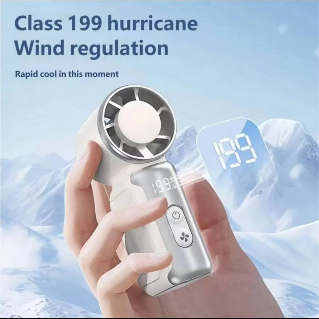 Portable Mini Handheld Turbo Fan 3600Mah LED Display Mini High Speed Handheld Fan, Outdoor Cooling,Desk Fan, Rechargeable Fan