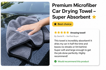Premium Microfiber Car Drying Towel – Super Absorbent ⭐ (Best choice)