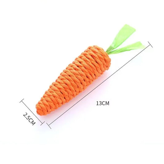 Adorable Carrot Shaped Chew Resistant Cat Toy with Bell Durable Teething Claw Grinding Chew Toy for Kittens and Cats
