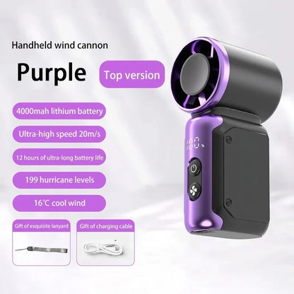 Portable Mini Handheld Turbo Fan 3600Mah LED Display Mini High Speed Handheld Fan, Outdoor Cooling,Desk Fan, Rechargeable Fan