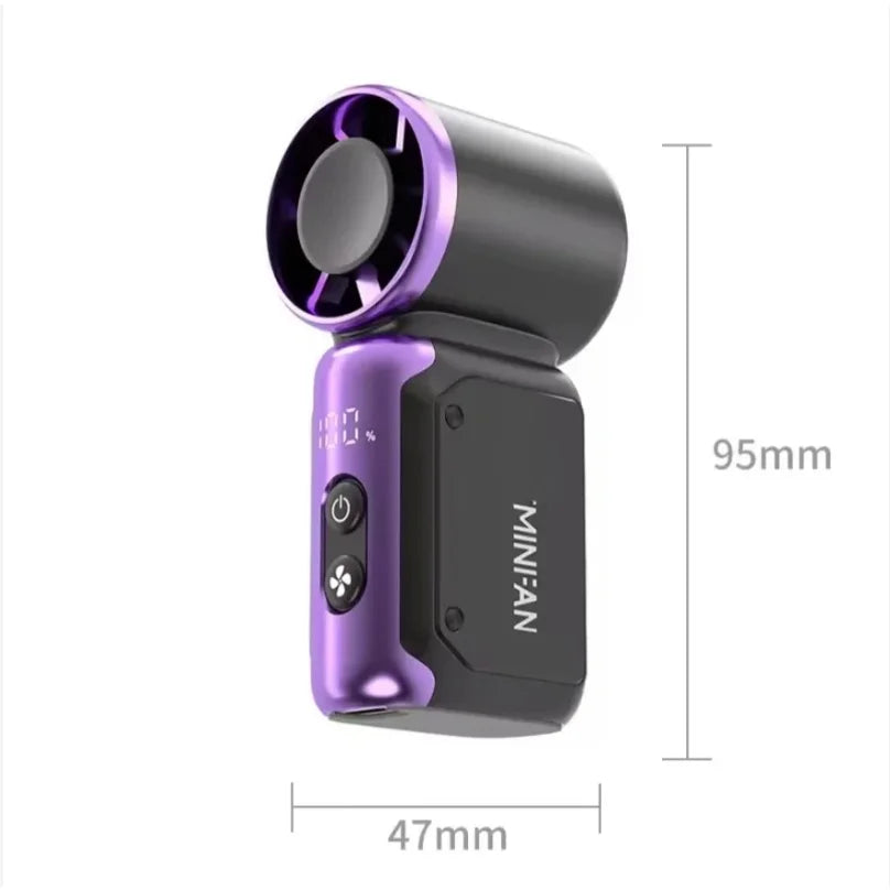 Portable Mini Handheld Turbo Fan 3600Mah LED Display Mini High Speed Handheld Fan, Outdoor Cooling,Desk Fan, Rechargeable Fan